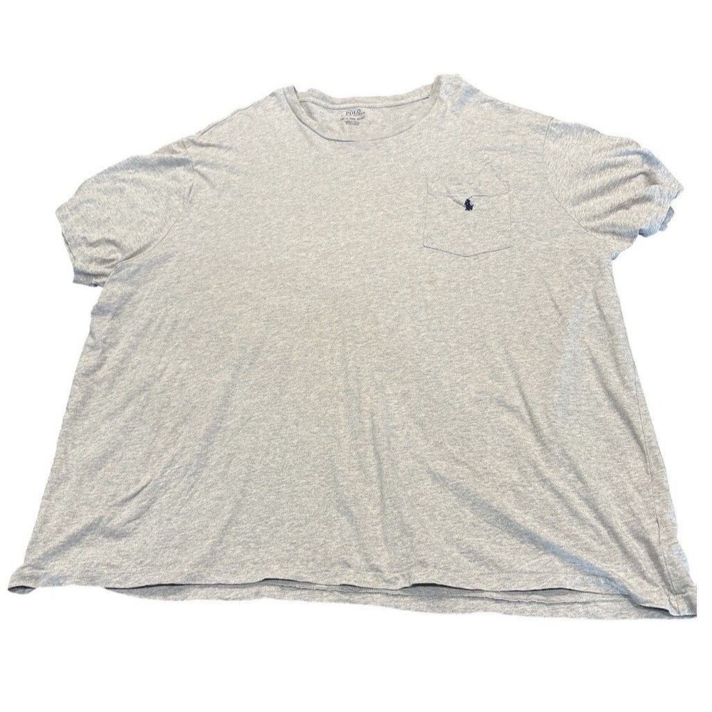Polo Ralph Lauren Mens T-Shirt 4XL-Big Classic-Fit Jersey SS Pocket Gray Heather